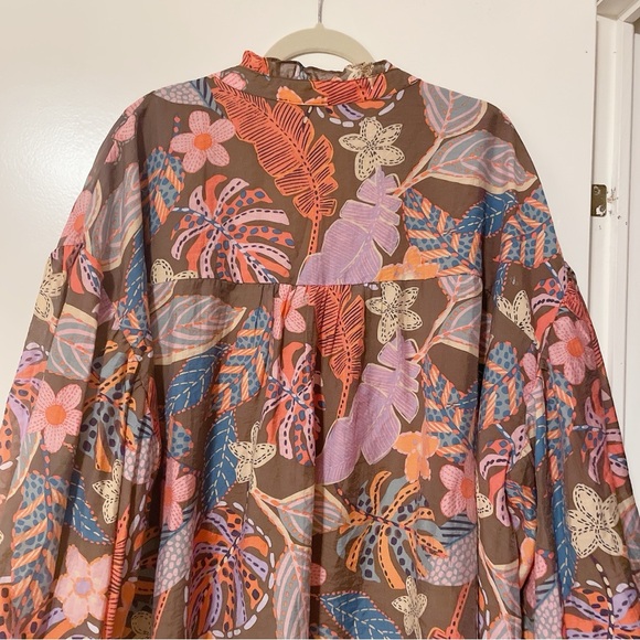 Golden Boutique Floral Button Down Puff Sleeve Blouse Size 3X - Picture 10 of 11